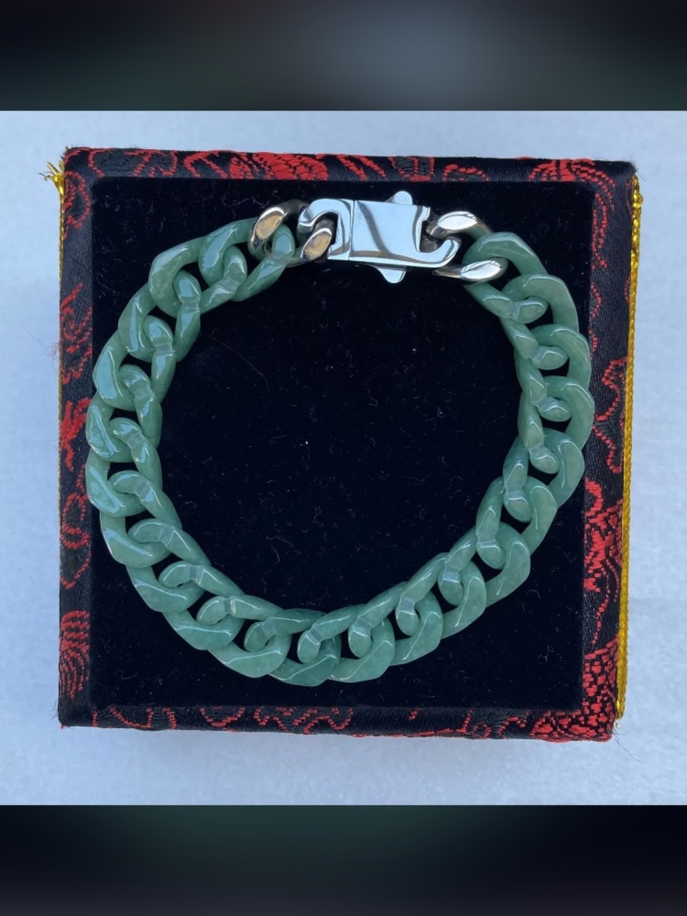 Certificate Jadeite Jade Green 10mm exquisite Bracelet Bangle 7.5inches